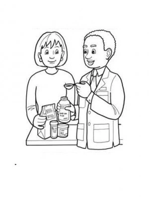 Kolorowanka farmaceuta i klientka
